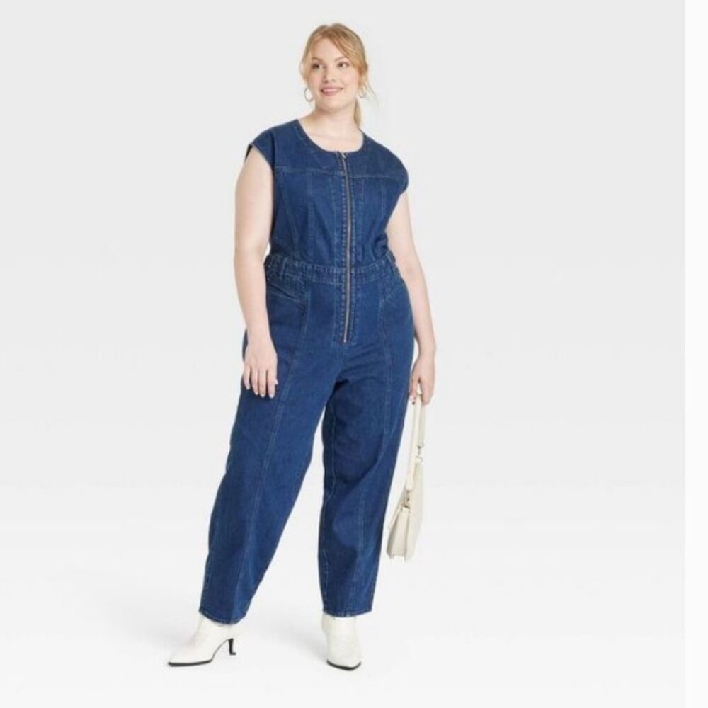 Women's Tailored Denim Jumpsuit - Universal Thread Dark Wash 17